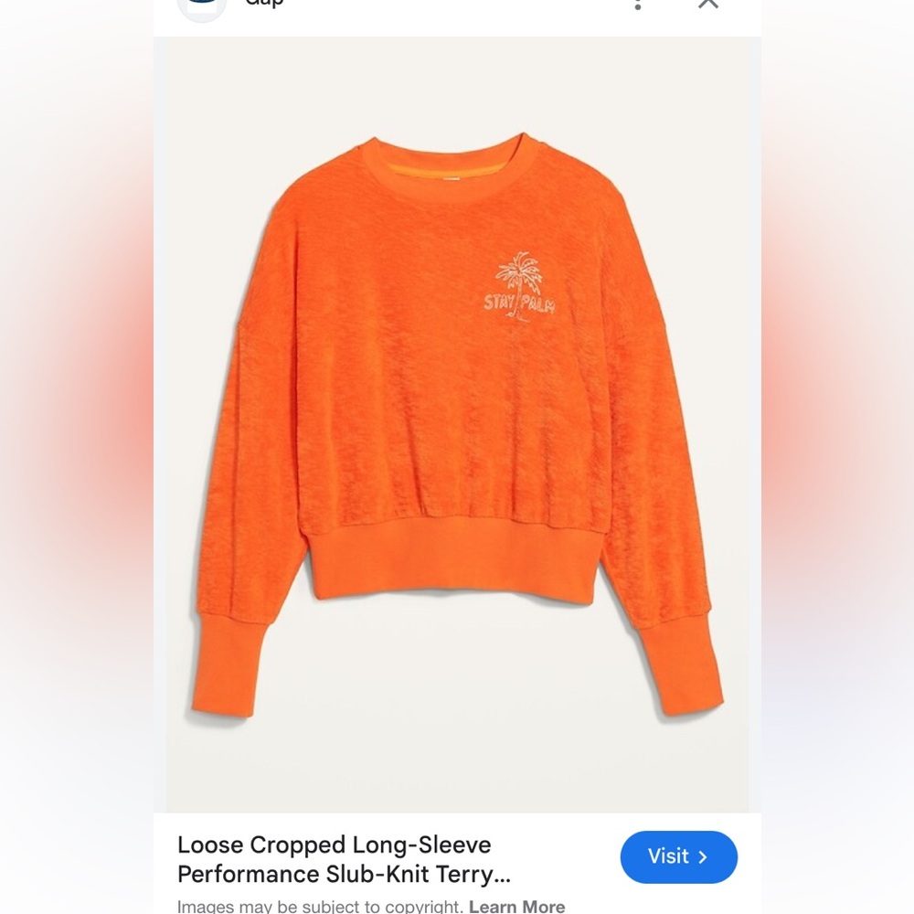 Old Navy loose cropped long sleeve performance slub Terry sweatshirt. Worn once.